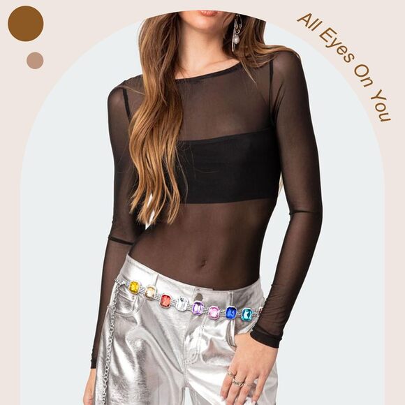 6215 Rainbow Rhinestone Waist Chain Belt For Women – Y2k Festival Chain Belt - Picture 2 of 7